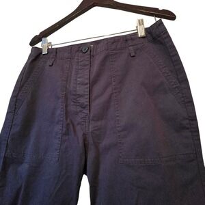 THEORY Spring Cargo Casual Twill Crop Pants Women's Size  4 Navy Luxury Designer